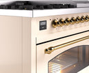 ILVE Nostalgie II 48-Inch Dual Fuel Freestanding Range in Antique White with Brass Trim (UP48FNMPAWGLP)