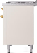 ILVE Nostalgie II 48-Inch Freestanding Natural Gas Dual Fuel Range in Antique White with Brass Trim (UP48FNMPAWG)