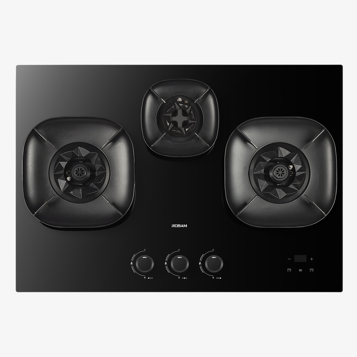 ROBAM FireCube 30-Inch Gas Cooktop with 3 Burners in Black Tempered Glass (7B7H30/7B7H31)