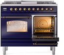 ILVE Nostalgie II 40-Inch Dual Fuel Freestanding Range in Midnight Blue with Bronze Trim (UPD40FNMPMBBLP)
