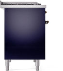 ILVE Nostalgie II 40-Inch Freestanding Natural Gas Dual Fuel Range in Midnight Blue with Bronze Trim (UPD40FNMPMBB)