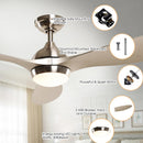 Parrot Uncle 56-Inch Bernardino Modern Brushed Nickel DC Motor Downrod Mount Reversible Ceiling Fan with Lighting and Remote Control (BBHTD20166E)