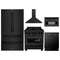 ZLINE 5-Piece Appliance Package - 30-Inch Induction Range, Wall Mount Range Hood, French Door Refrigerator, 3-Rack Dishwasher and 30-Inch Microwave Oven in Black Stainless Steel