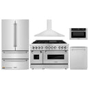 ZLINE 5-Piece Appliance Package - 48-Inch Dual Fuel Range, Hood, Refrigerator, Dishwasher, and Microwave Drawer in Stainless Steel