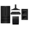 ZLINE 5-Piece Appliance Package - 48-Inch Rangetop with Brass Burners, Refrigerator, 30-Inch Electric Double Wall Oven, 3-Rack Dishwasher, and Convertible Wall Mount Hood in Black Stainless Steel (5KPR-RTBRH48-AWDDWV)