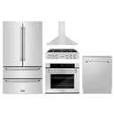 ZLINE 5-Piece Appliance Package - 36-Inch Rangetop, Refrigerator, 30-Inch Electric Wall Oven, 3-Rack Dishwasher, and Convertible Wall Mount Hood in Stainless Steel (5KPR-RTRH36-AWSDWV)