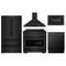 ZLINE 5-Piece Appliance Package - 36-Inch Gas Range, Refrigerator, Convertible Wall Mount Hood, Microwave Drawer, and 3-Rack Dishwasher in Black Stainless Steel (5KPR-SGRBRH36-MWDWV)