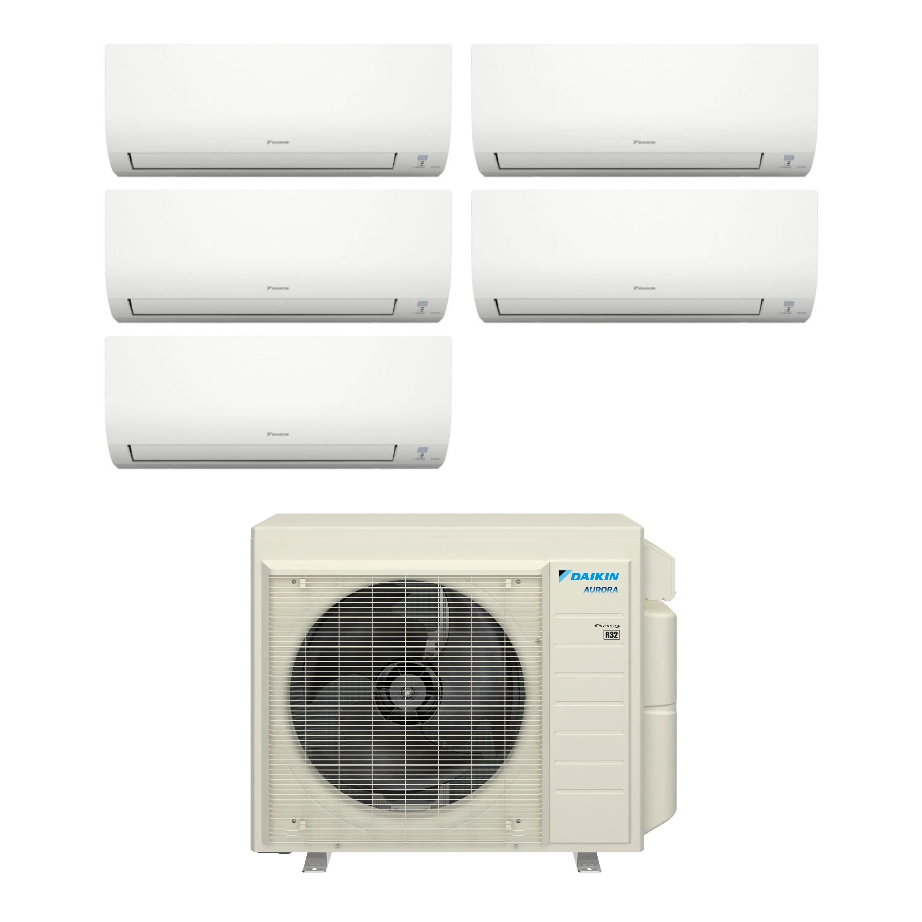 Daikin Aurora ductless mini split system with three indoor wall units and outdoor condenser