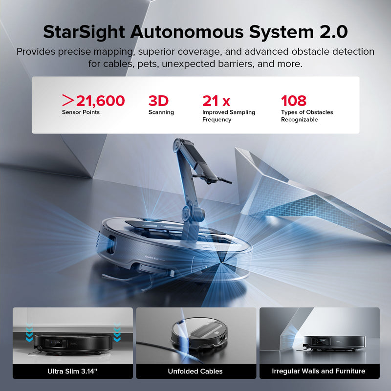 Roborock Saros Z70 Ultra-Slim Robot Vacuum with OmniGrip™ Mechanical Arm, 22000 Pa Suction Power