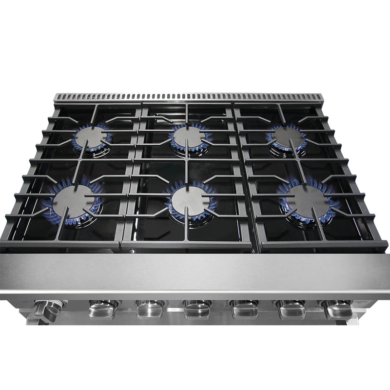 Kostch 36-Inch Propane Gas Range with 6 Burners & 6.0 Cu. Ft. Convection Oven in Stainless Steel (KOS-36RG03MLP-S)