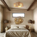 Parrot Uncle 21-Inch Golden Flower-shape Farmhouse Rattan Flush Mount Ceiling Fan with Light APP and Remote Control (BBF3003)