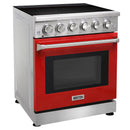 Kostch 30-Inch Glass Top Electric Range with 5 Burners & 4.55 Cu. Ft. Convection Oven in Red (KOS-30RE06H-R)