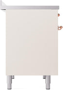 ILVE Nostalgie II 40-Inch Freestanding Electric Induction Range in Antique White with Copper Trim (UPDI406NMPAWP)