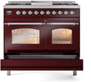 ILVE Nostalgie II 40-Inch Dual Fuel Freestanding Range in Burgundy with Chrome Trim (UPD40FNMPBUCLP)