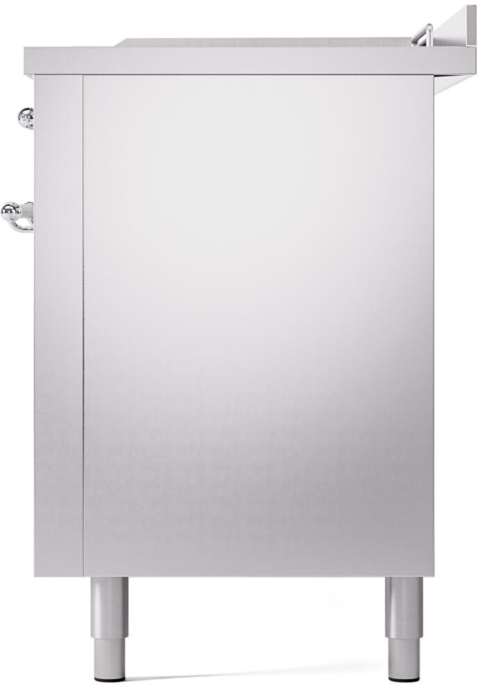 Stainless steel gas range back panel section with mounting points and legs