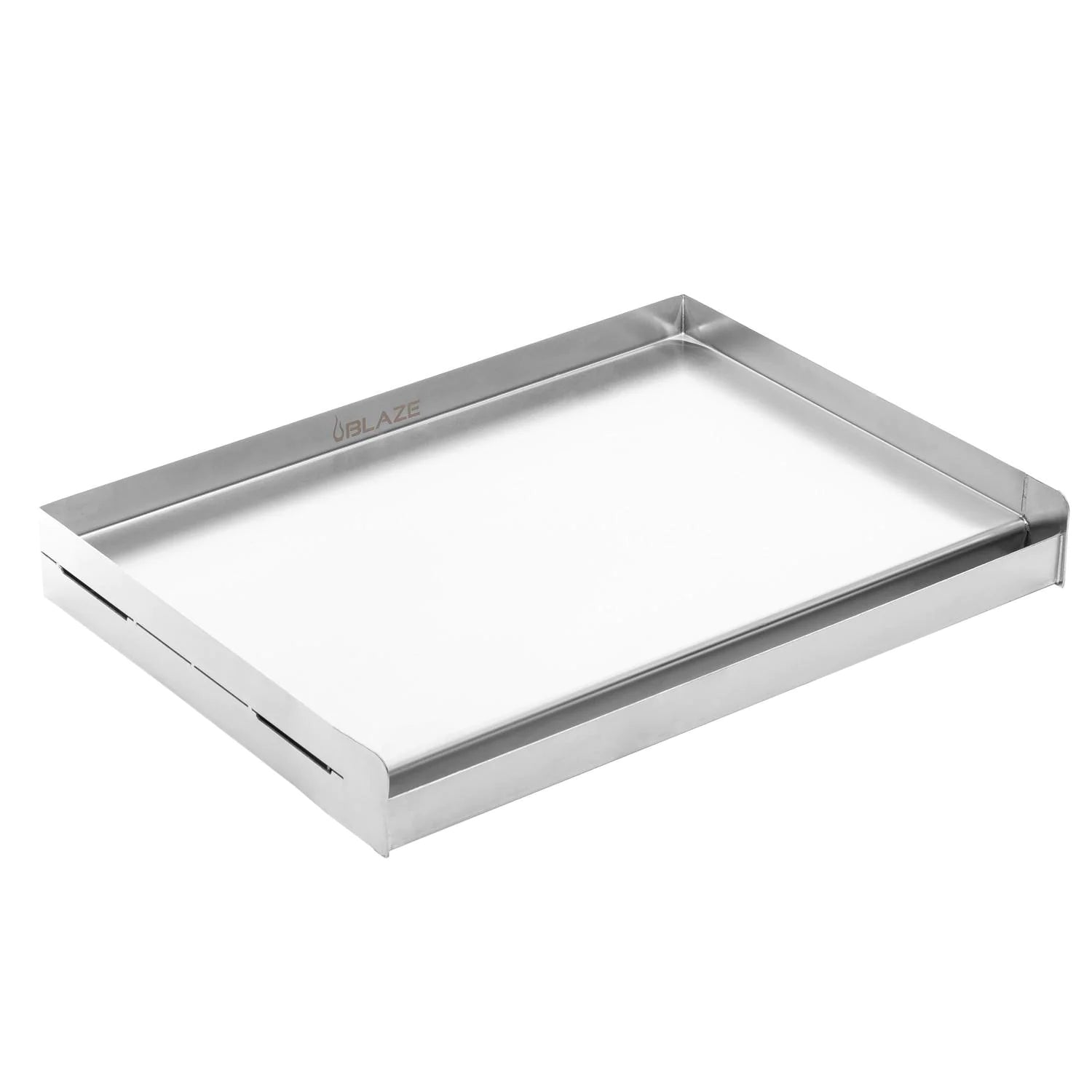 24-inch stainless griddle plate tray with corner folds and flat center surface