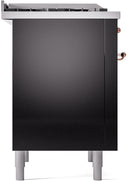 ILVE Nostalgie II 36-Inch Freestanding Natural Gas Dual Fuel Range in Glossy Black with Copper Trim (UP36FNMPBKP)