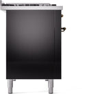ILVE Nostalgie II 48-Inch Dual Fuel Freestanding Range in Glossy Black with Bronze Trim (UP48FNMPBKB)
