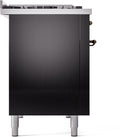 ILVE Nostalgie II 48-Inch Freestanding Natural Gas Dual Fuel Range in Glossy Black with Bronze Trim (UP48FNMPBKB)