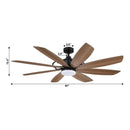 Parrot Uncle 60-Inch Antone Industrial DC Motor Downrod Mount Reversible Ceiling Fan with Lighting and Remote Control (F8249110V)