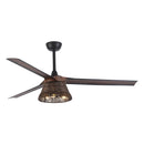 Parrot Uncle 60-Inch Farmhouse Downrod Mount Reversible Ceiling Fan with Lighting and Remote Control (F8251110V)