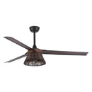 Parrot Uncle 60-Inch Farmhouse Downrod Mount Reversible Ceiling Fan with Lighting and Remote Control (F8251110V)