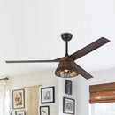 Parrot Uncle 60-Inch Farmhouse Downrod Mount Reversible Ceiling Fan with Lighting and Remote Control (F8251110V)