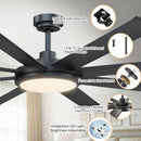 Parrot Uncle 60-Inch Industrial DC Motor Downrod Mount Ceiling Fan with Lighting and Remote Control (F6105110V)