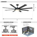 Parrot Uncle 60-Inch Industrial DC Motor Downrod Mount Ceiling Fan with Lighting and Remote Control (F6105110V)