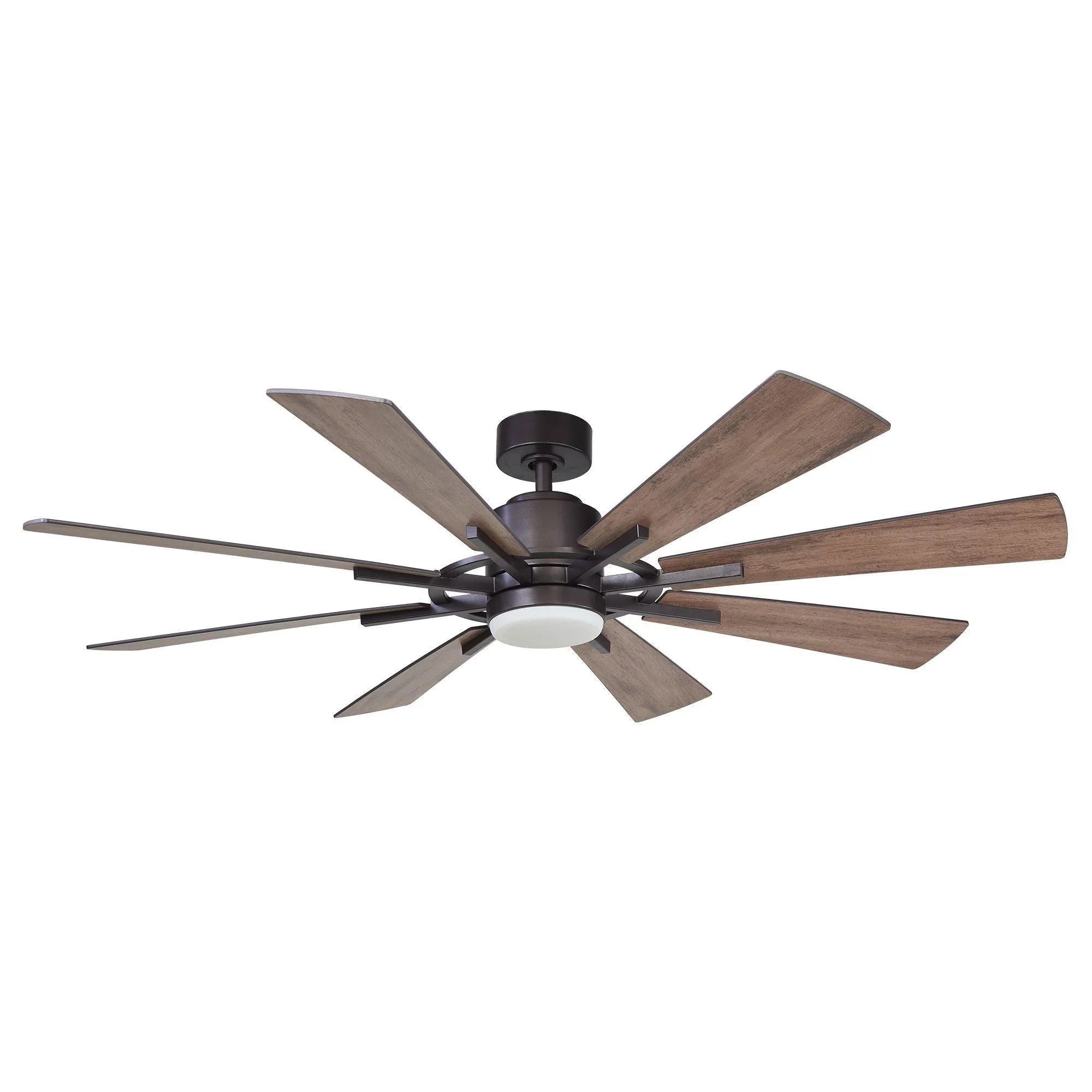 60-inch ceiling fan with dark wood-look blades and integrated LED light kit