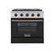 Kucht Signature 30-Inch Pro-Style Dual Fuel Range with Propane Gas in Stainless Steel with Black Oven Door & Gold H&le (KDF302/LP-K-GOLD)