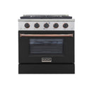 Kucht Signature 30-Inch Pro-Style Dual Fuel Range with Propane Gas in Stainless Steel with Black Oven Door & Rose Gold Accents (KDF302/LP-K-ROSE)