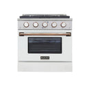 Kucht Signature 30-Inch Pro-Style Dual Fuel Range with Propane Gas in Stainless Steel with White Oven Door & Gold H&le (KDF302/LP-W-GOLD)