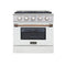 Kucht Signature 30-Inch Pro-Style Dual Fuel Range with Propane Gas in Stainless Steel with White Oven Door & Gold H&le (KDF302/LP-W-GOLD)