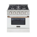 Kucht Signature 30-Inch Pro-Style Dual Fuel Range with Propane Gas in Stainless Steel with White Oven Door & Gold H&le (KDF302/LP-W-GOLD)