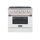 Kucht Signature 30-Inch Pro-Style Dual Fuel Range with Propane Gas in White Oven Door & Rose Gold (KDF302/LP-W-ROSE)
