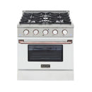 Kucht Signature 30-Inch Pro-Style Dual Fuel Range with Propane Gas in White Oven Door & Rose Gold (KDF302/LP-W-ROSE)