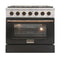 Kucht Signature 36-Inch Pro-Style Dual Fuel Range in Propane Gas with Black Oven Door & Gold Accents (KDF362/LP-K-GOLD)