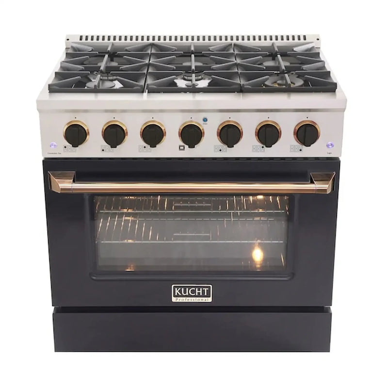 Kucht Professional 36-Inch 5.2 cu ft. Propane Gas Range in Olive Green with Silver Accents (KNG361/LP-OG)