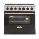 Kucht Signature 36-Inch Propane Gas Range in Black with Black Knobs & Rose Gold H&le (KNG361/LP-K-ROSE)