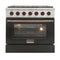 Kucht Signature 36-Inch Pro-Style Dual Fuel Range with Propane Gas in Stainless Steel with Black Oven Door & Rose Gold Accents (KDF362/LP-K-ROSE)