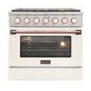 Kucht Signature 36-Inch Propane Gas Range with Convection Oven in White with White Knob & Rose Gold H&le (KNG361/LP-W-ROSE)