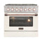 Kucht Signature 36-Inch Pro-Style Dual Fuel Range in Propane Gas with White Oven Door & Rose Gold Accents (KDF362/LP-W-ROSE)