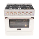 Kucht Signature 36-Inch Propane Gas Range with Convection Oven in White with White Knob & Rose Gold H&le (KNG361/LP-W-ROSE)