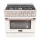 Kucht Signature 36-Inch Propane Gas Range with Convection Oven in White with White Knob & Rose Gold H&le (KNG361/LP-W-ROSE)