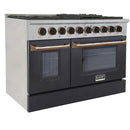 Kucht Signature 48-Inch  Pro-Style Dual Fuel Range in Propane Gas with Black Oven Door & Gold (KDF482/LP-K-GOLD)