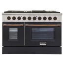 Kucht Signature 48-Inch  Pro-Style Dual Fuel Range in Propane Gas with Black Oven Door & Gold (KDF482/LP-K-GOLD)