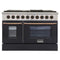 Kucht Signature 48-Inch  Pro-Style Dual Fuel Range in Propane Gas with Black Oven Door & Gold (KDF482/LP-K-GOLD)