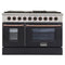 Kucht Signature 48-Inch Pro-Style Dual Fuel Range with Propane Gas in Stainless Steel with Black Oven Door & Rose Gold (KDF482/LP-K-ROSE)