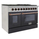 Kucht Signature 48-Inch Pro-Style Dual Fuel Range with Propane Gas in Stainless Steel with Black Oven Door & Rose Gold (KDF482/LP-K-ROSE)